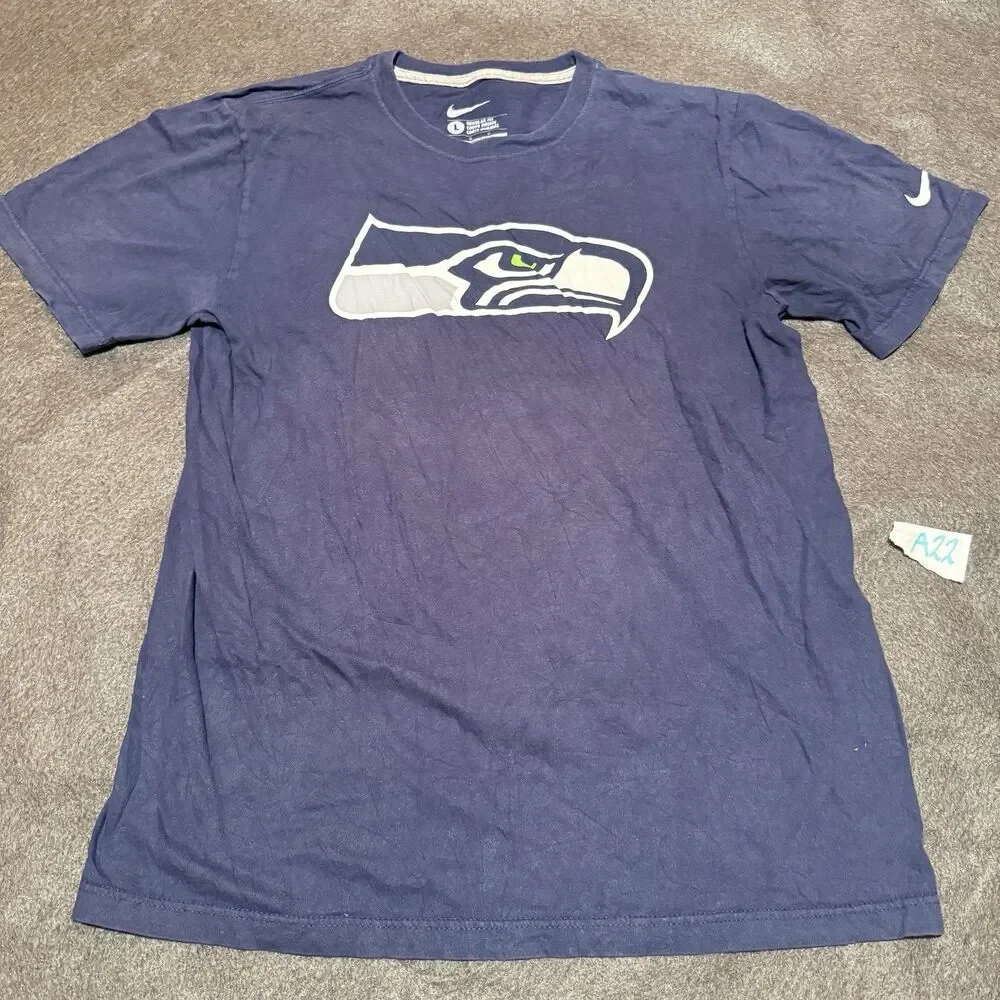 Nike Seattle Seahawks Mens TShirt L Large Dark Blue Regular Fit Activewear